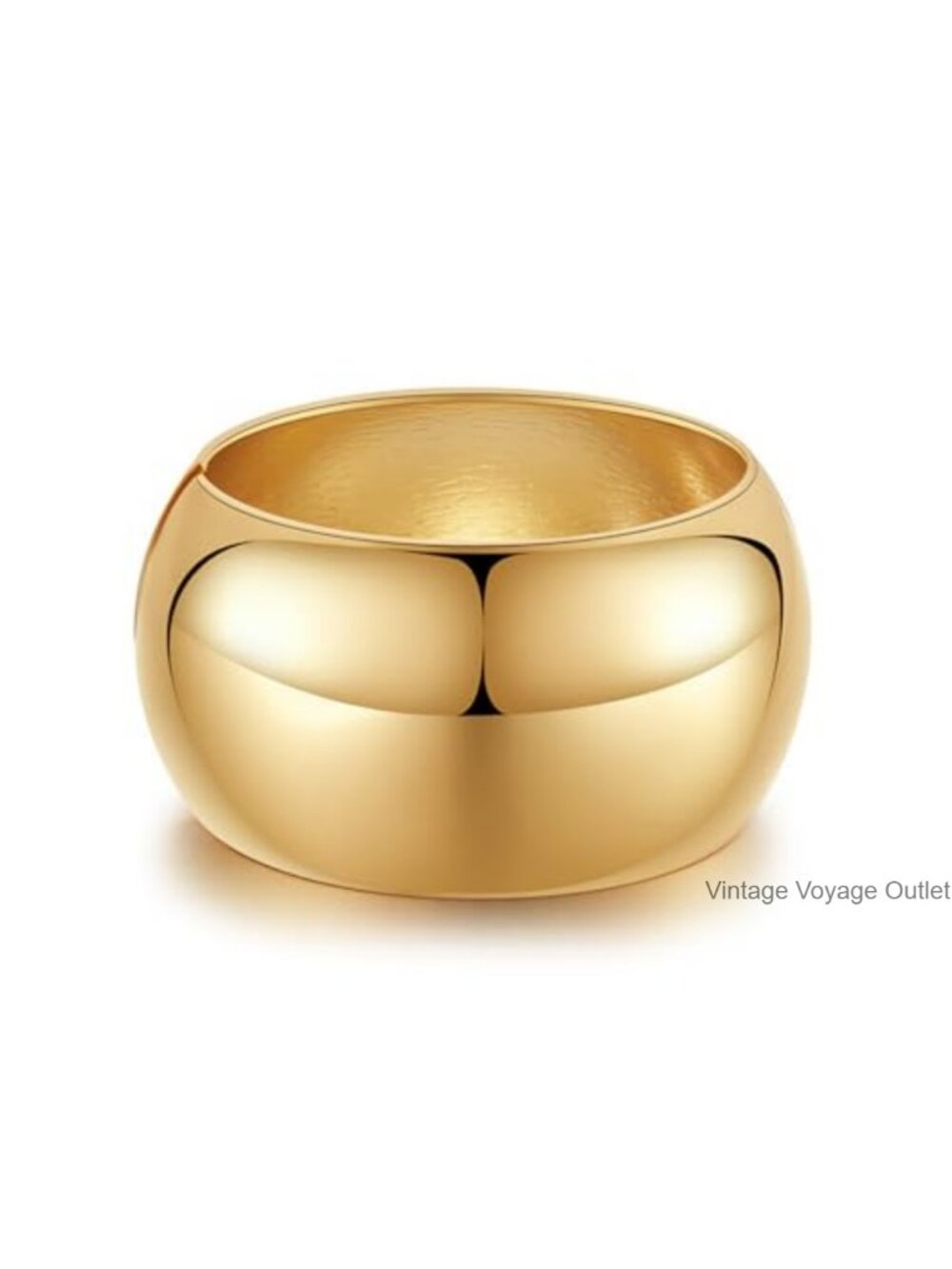 Extra Wide Chunky Bangle Bracelet 14K Yellow Gold Plated Open Cuff Women